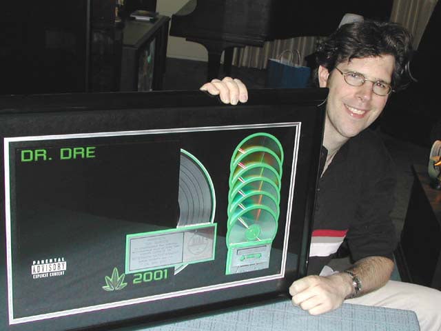 Tom Gordon with his Dr. Dre Chronic 2001 Platinum Award Plaque. Photo 2002.
